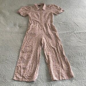 Elegant Floral Button-Up Jumpsuit - 100% Cotton